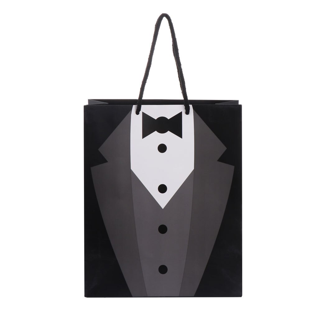 1pcs Papier Tuxedo Bruidsjonkers Dank U Bags Zwart Wit Wedding Bridal Gunst Bruidsmeisje Bruidsjonkers Bags: Black