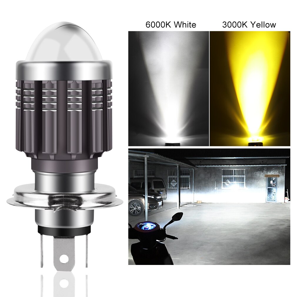 Bombillas LED para faros delanteros de motocicleta, focos de luz H4 BA20D H6, CSP, lente de 10000LM, blanco, amarillo, Hi Lo, 12V, accesorios para Motos, Led antiniebla, 1 ud.