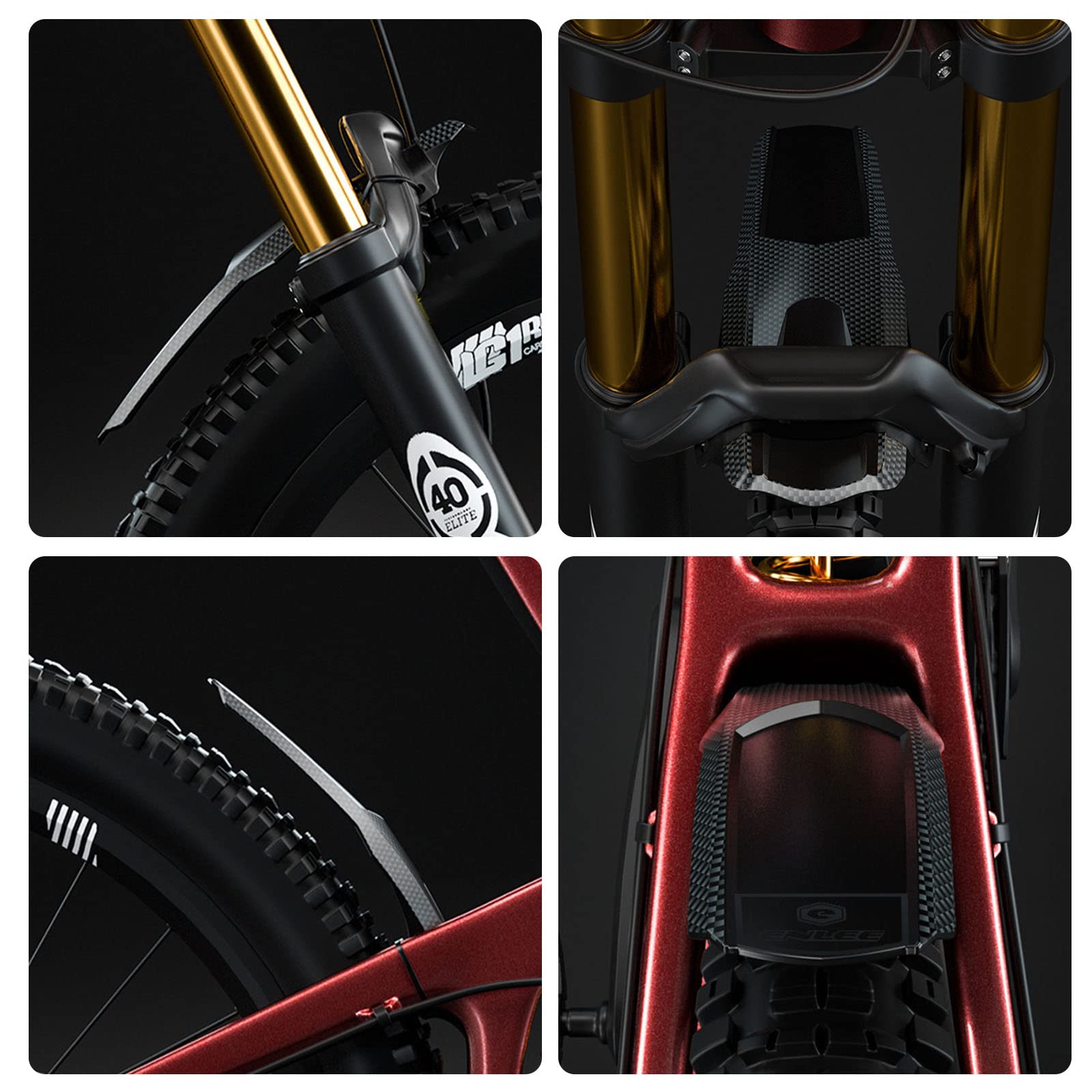 Parafanghi per biciclette montagna MTB bicicletta 26-29 pollici Pneumatici anteriori posteriori Parafango Modello in fibra di carbonio Paraspruzzi allargato Accessorio per ciclismo