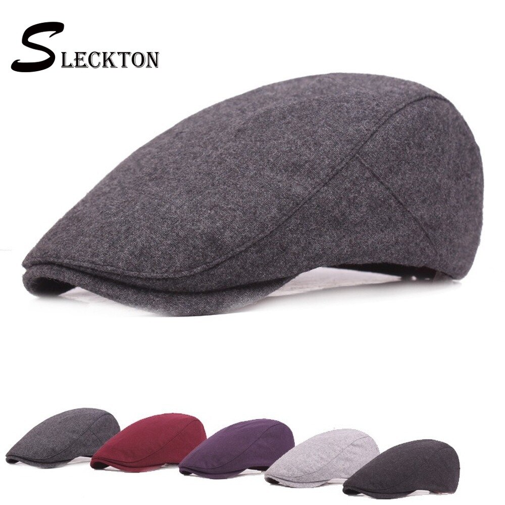 SLECKTON Men Flat Cap Herringbone Berets Caps for Men's Casual Peaked Caps Retro Newsboy Cap Cabbie Hats Casquette Gatsby Gorras