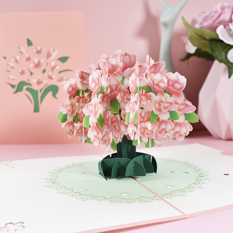 3D Pop-Up Flower Floral Greeting Card for Birthday Mothers Father's Day Graduation Wedding Anniversary with Envelope