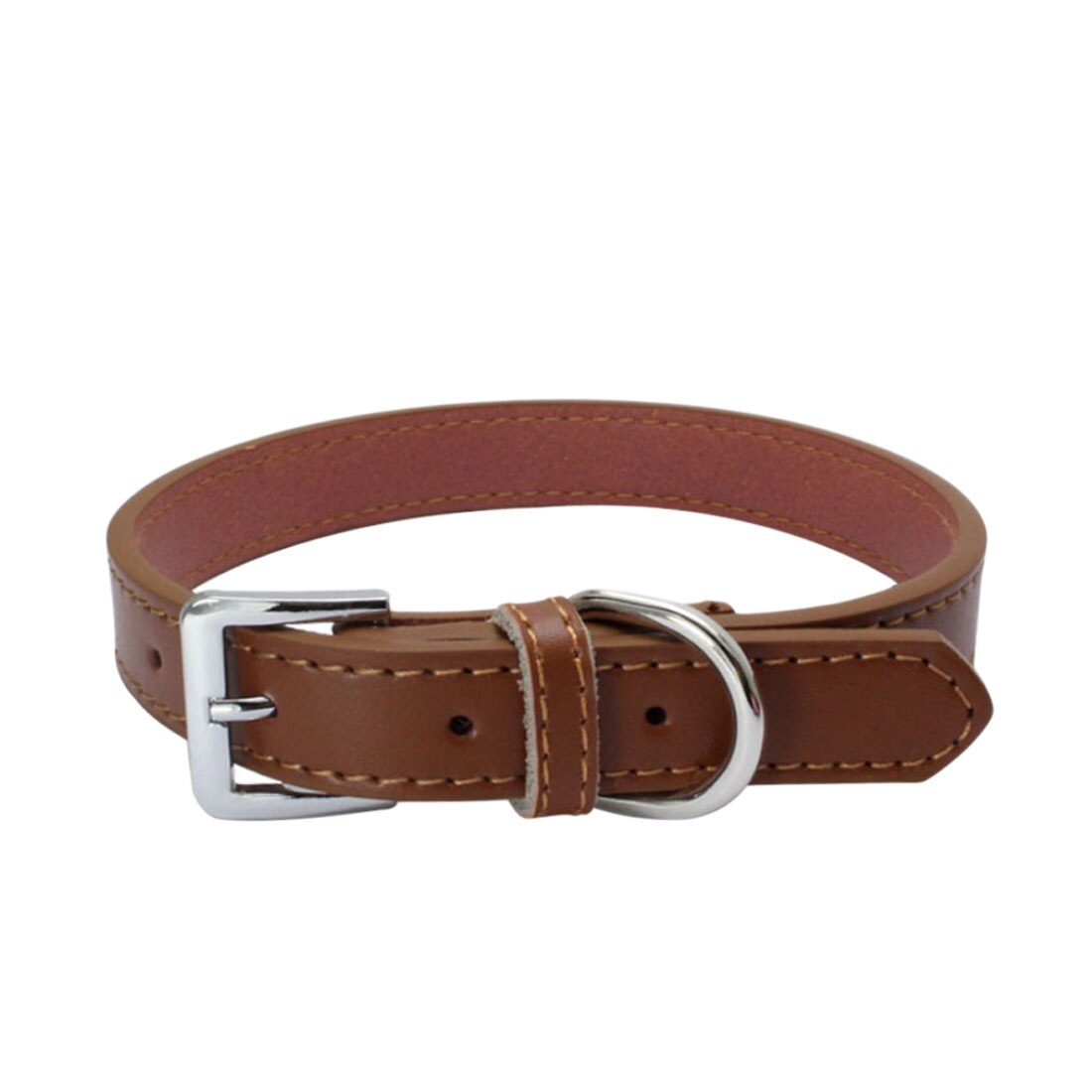 Kleurrijke hondenhalsband van pu-leer, verstelbaar, effen roze kattenhalsband, geschikt voor kleine, middelgrote en grote honden (maat s-xl): Koffie / 512.5cm