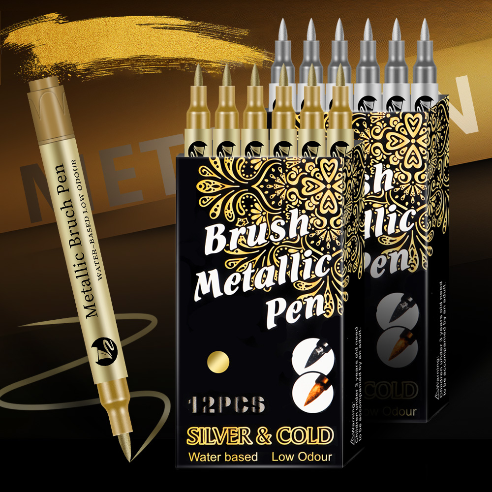 1/2/6/12 Stuks Art Markers Goud/Sliver 1-4MM Pen Tip Hervulbare Inkt Waterdicht voor Schilderen Wielnaaf Kleur Reparatie Schoolbenodigdheden