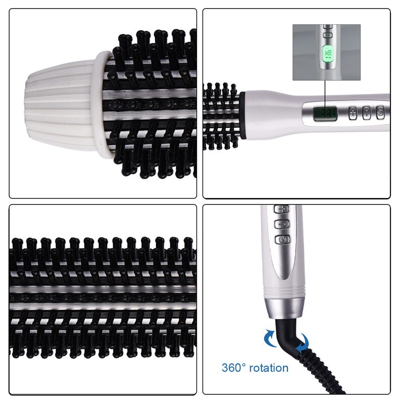 Krultang Temperatuur Verstelbare Elektrische Borstel Haar keramische warmte plaat met kam met LCD voor Krultang/Stijltang Stijl