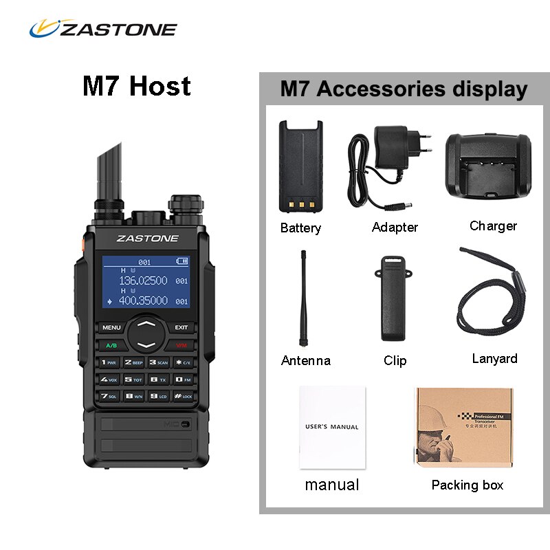 Zastone-walkie-talkie M7, Radio VHF UHF portátil de 5w, batería de 2600Mah, radio bidireccional, FM Ham, 136-174, 400-480Mhz: zastone M7