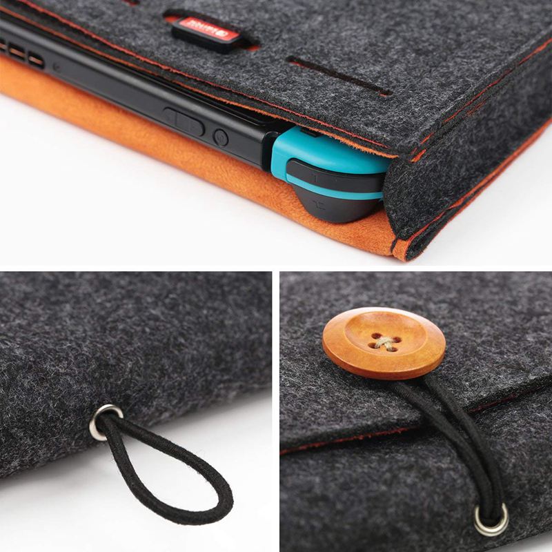 Para nintendo switch com 5 cartões de jogo grande capacidade dividir em camadas caso lã feltro capa de viagem protetora à prova de choque