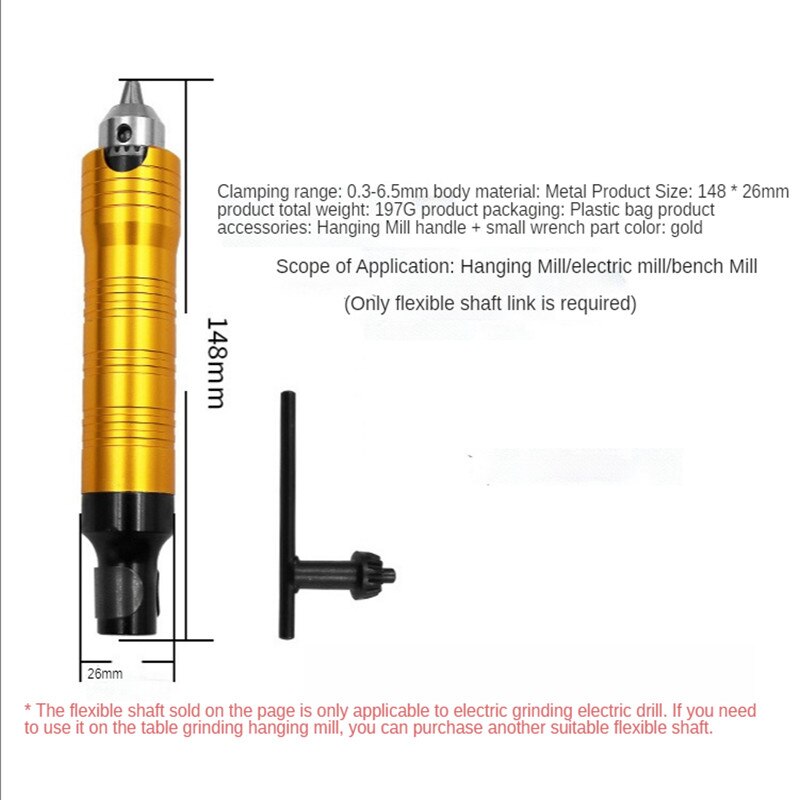 Rotary Angle Grinder Attachment Flexible Flex Shaft + 0.3-6.5mm Drill Chuck Handpiece For Power Electric Drill Dremel Tool