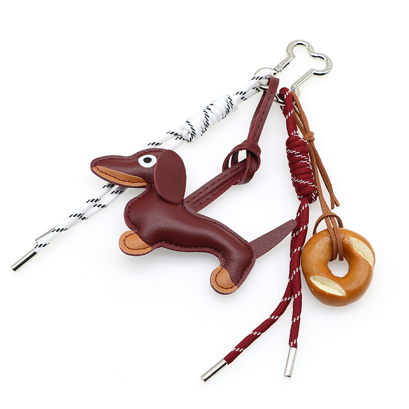 Braided Rope Bag Pendant High-grade Keychain Pendant Ruth's Same Style Dachshund Pendant Suitable For Phone Bag Accessories: Silver