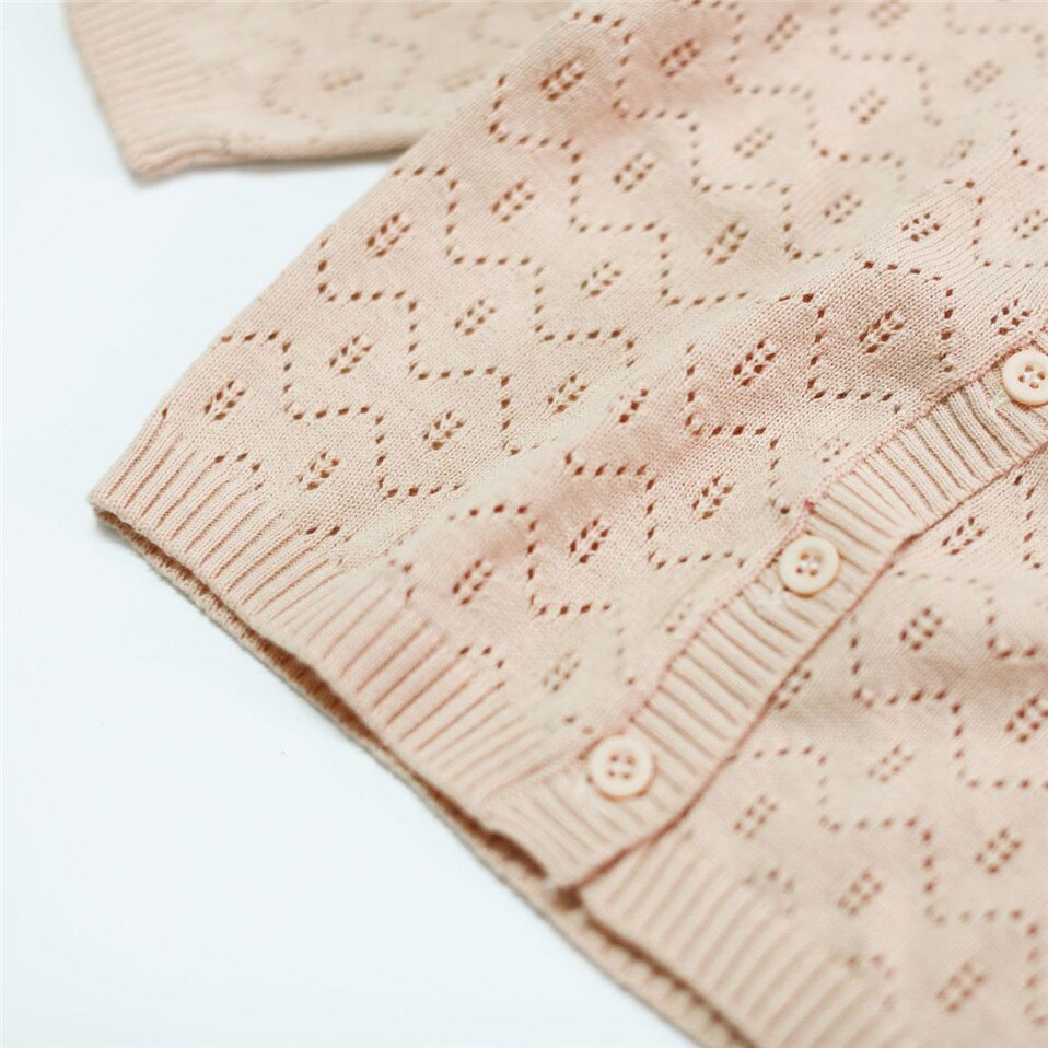 Gebreide Trui Baby Meisje Airconditioning Vest Alle Match Hollow-Out Jas Lange Mouwen Kinderen Bovenkleding