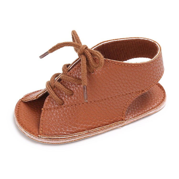 Infant Baby Schuhe Mädchen Kleinkind Wohnungen Sandalen Weichen Gummi Sohle Anti-Rutsch Sommer Spitze Up Krippe Schuhe Neugeborenen Erste walker: Brown / 13-18 Monate
