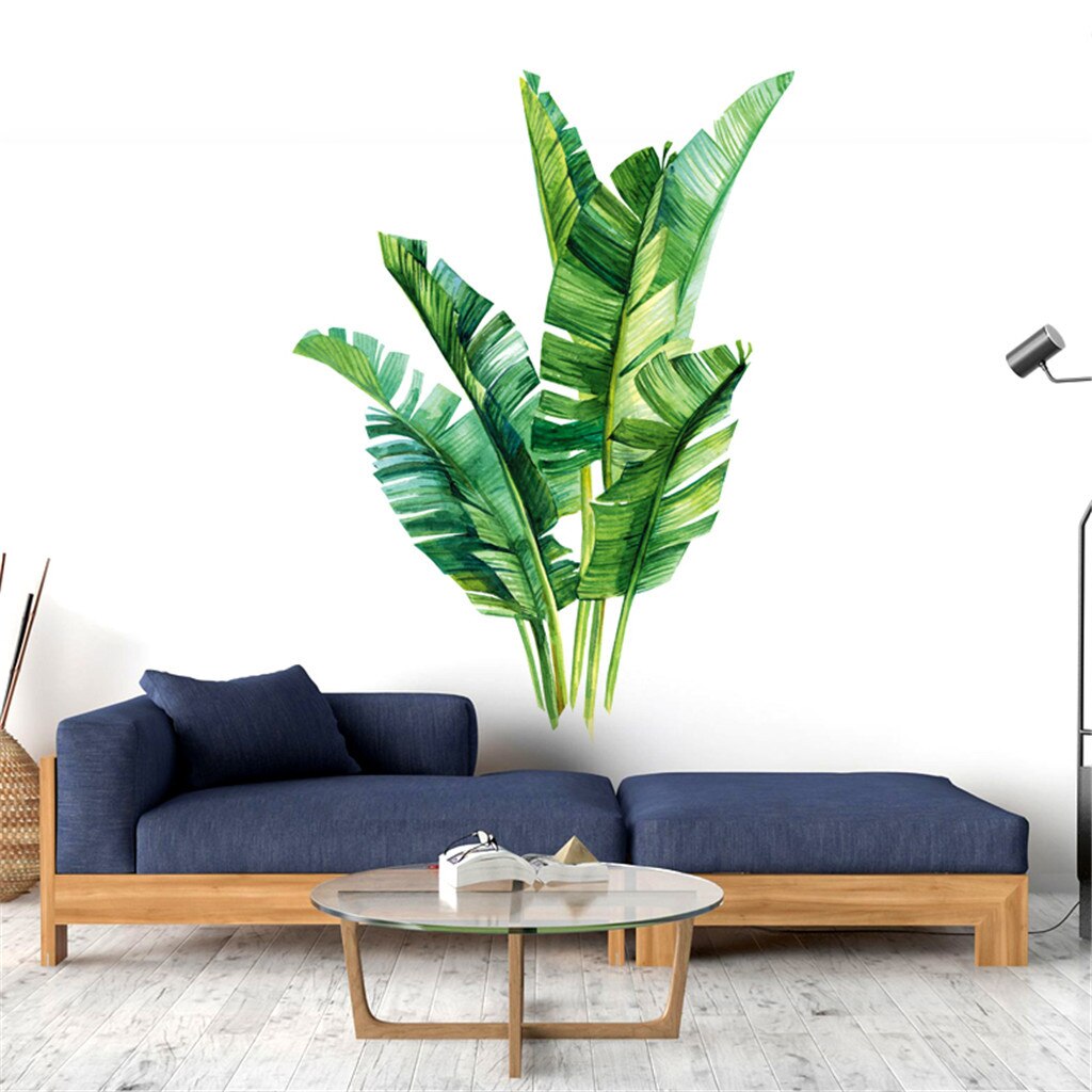 Nordic Green Plant Wall Stickers Home Decor Living Room Tropical Rainforest Palm Leaves Decal Wall Mural Children Room Wallpaper