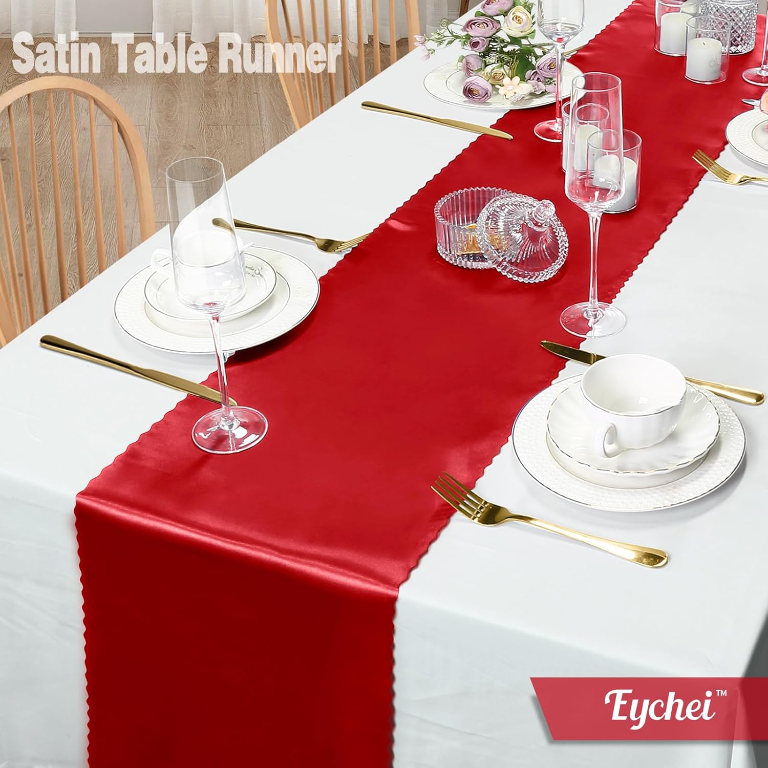 30 cm x 275cm(12*108 tum) bröllops satinbordlöpare sidenband bordsflaggor för banketter fest ljus matbordsdekoration