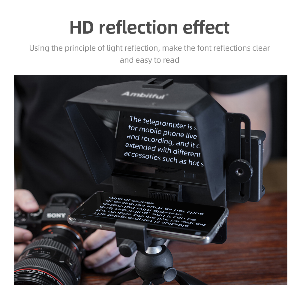 Ambitful Phone and DSLR Recording Mini Teleprompter Portable Inscriber Mobile Teleprompter Artifact Video With Remote Control