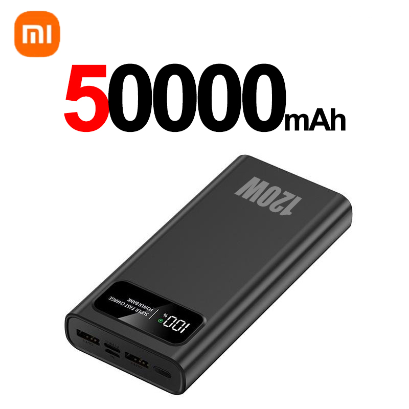 Xiaomi 120W Super Fast Charging 200000mAh Power Bank Ultralarge Capacity Digital Display Power Bank For iPhone External Battery: black