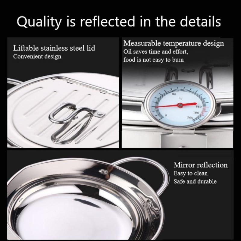 24cm Stainless Steel Temperature Control Japanese Household Tempura Fryer Mini Fryer Induction Cooker Universal Cookware