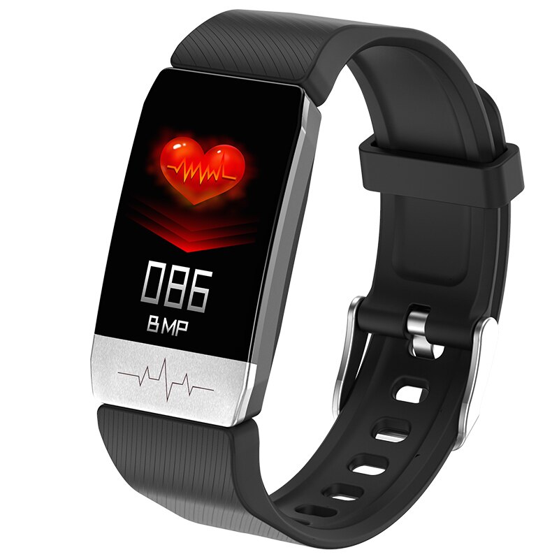 Tongyda smart band  t1s med kropstemperatur ecg + ppg fitness tracker blodtryk bluetooth smart armbåndsur til telefon: Sort