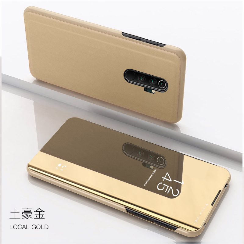 Smart Mirror View Flip Phone Case For Xiaomi Redmi Note 8T Note 8 Pro PU Leather Stand Cover For Redmi 8 8A Protective Shell: For Redmi Note 8 / gold