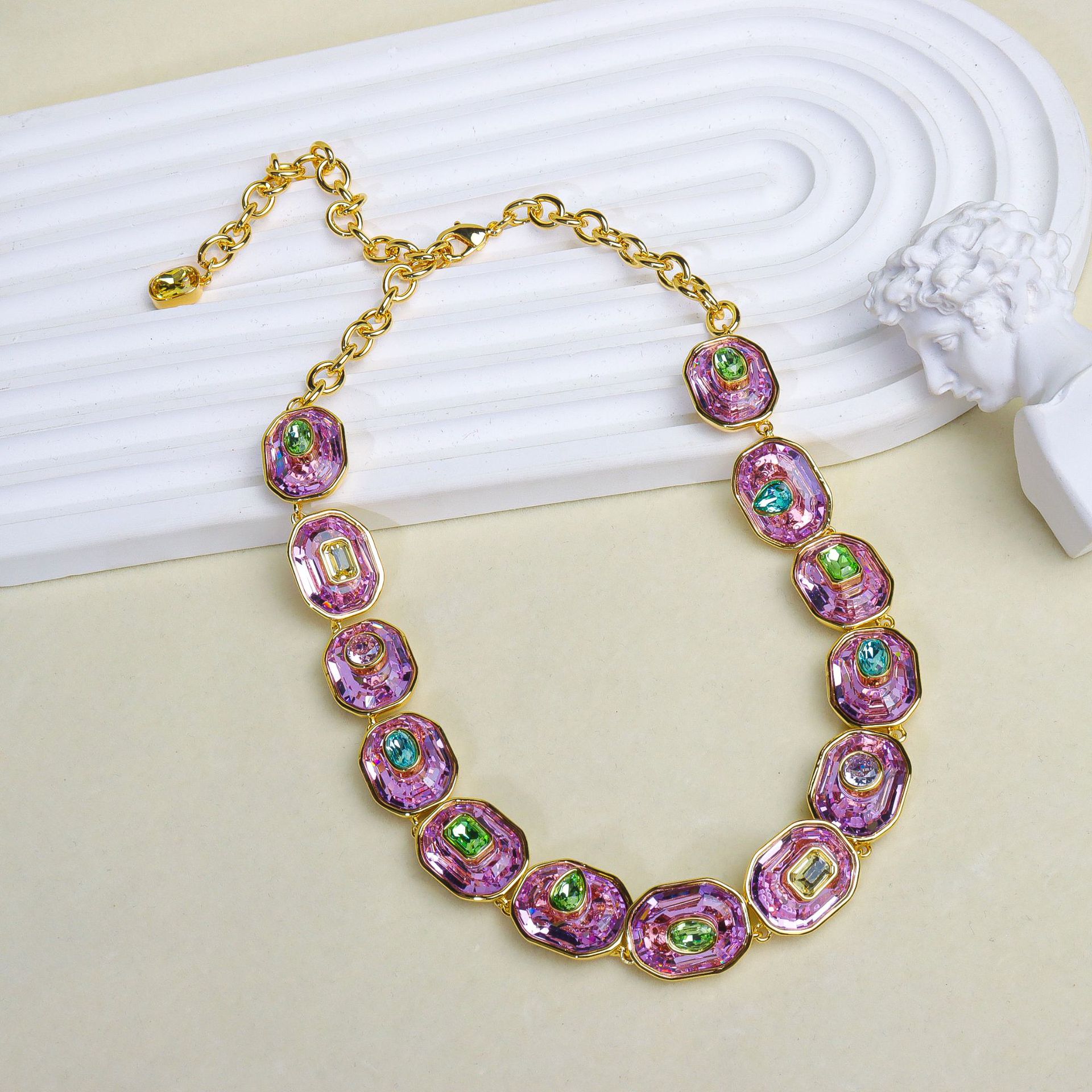 Set di gioielli in cristallo per donna, collana, orecchini e bracciale, collezione di alta gamma