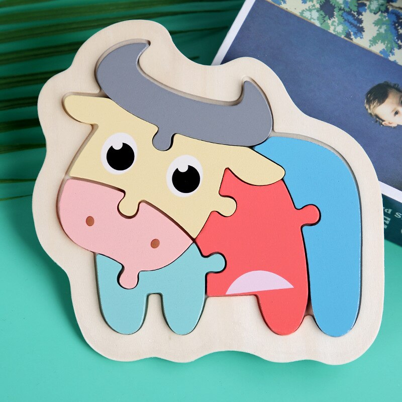 3D Wooden Children's Jigsaw Puzzle Toy Cartoon Animal Jigsaw Puzzle Children Early Education And Intellectual Development Toys