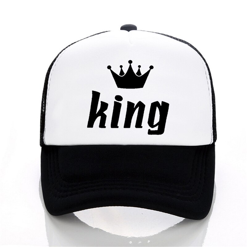 king queen cap crown Print baseball Caps Men Women Summer Visor Snapback Hat White Black Lover Trucker bone