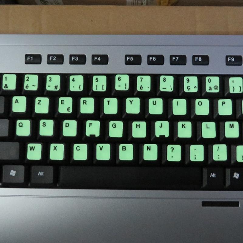 Fluorescerende tastatur dækning klistermærker generel pc bærbar computer lysende tastatur stort brev klistermærke tastatur beskyttende film