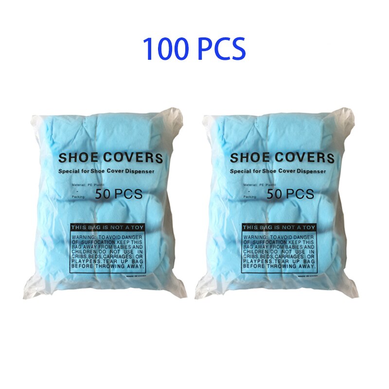 Disposable T-Buckle Overshoes for Automatic Shoe Cover Dispensers Dustproof Boot Covers Waterproof Plastic and Non-Woven Indoor: Non-woven 100pcs