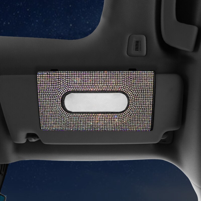 Boîte à mouchoirs de voiture en cristal brillant, universel pour pare-soleil, strass, porte-mouchoir suspendu, étui pare-soleil, accessoires de voiture: colorful