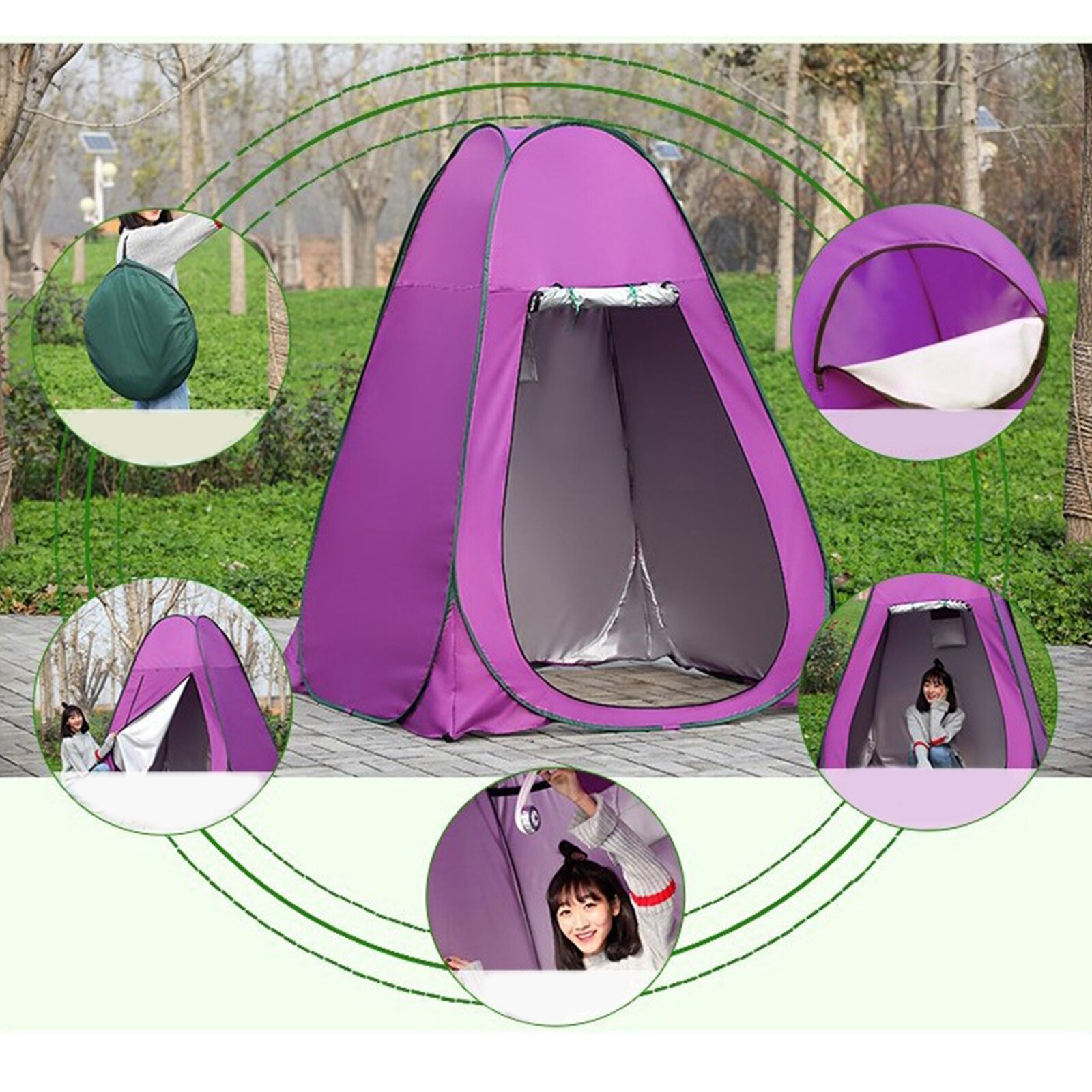 Outdoor Camping Tent Portable Tent Camping Shower Toilet Privacy Changing Room for Dancers Outdoor Hiking Equipment: 1.2M Purple