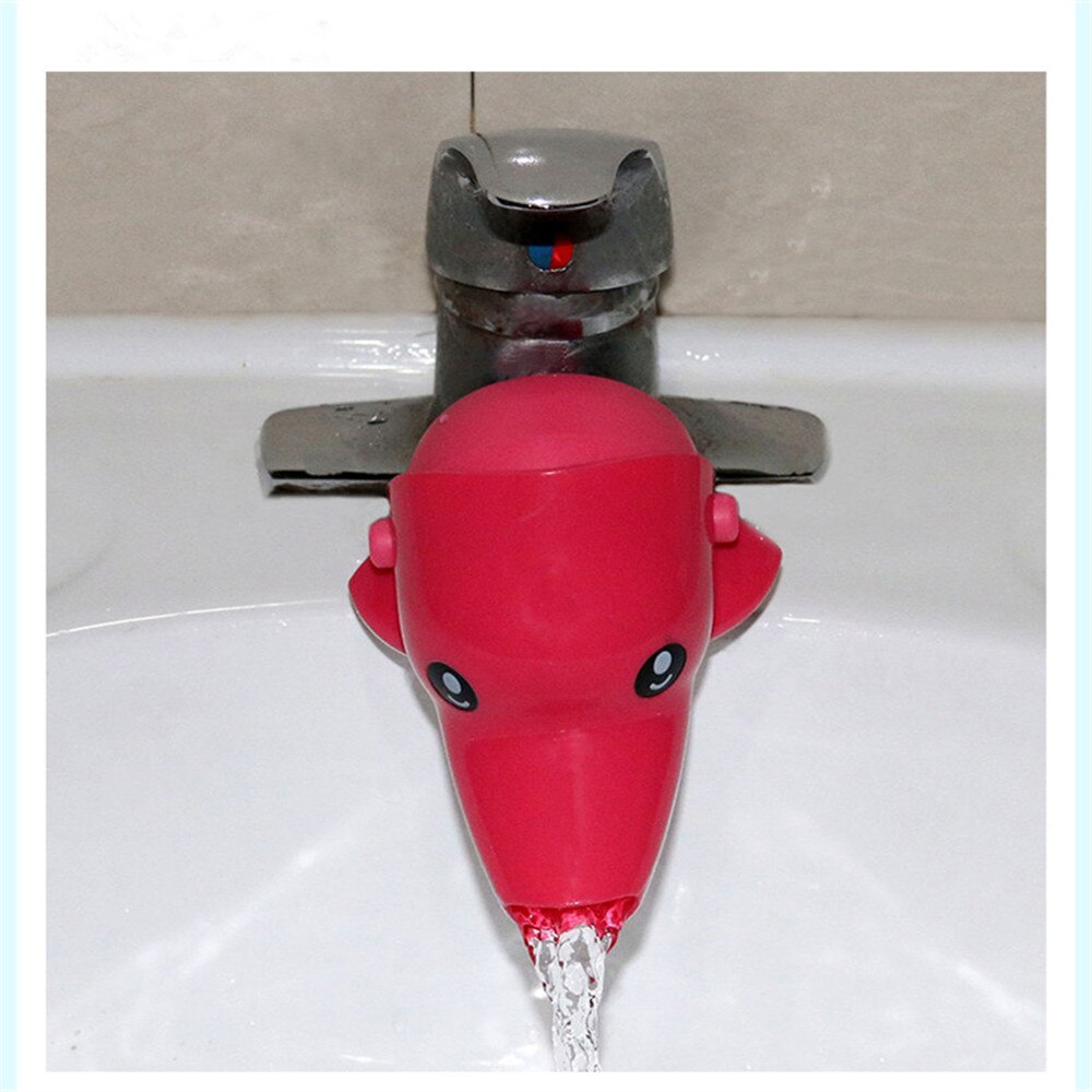 1Pcs Cute Animal Duck Elephant Dolphin Shape Water Faucet Extension Water Tap Extender For Kids Children Hand Washing Bathroom: Pink Dolphin