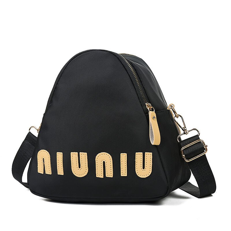 Multifunctional Oxford cloth messenger bag women's casual waterproof nylon bag triangle travel shoulder bag travel shoulder bag: Black