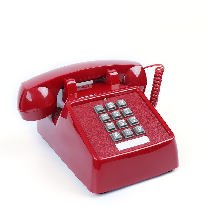 Knop Wijzerplaat Vintage Vaste Telefoon Rood Zwart Plastic Home Office Retro Draad Vaste Vaste Telefoon Europa Stijl