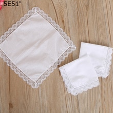 DIY Witte zakdoek katoen lace edge 25 cm/Vele Toepassingen