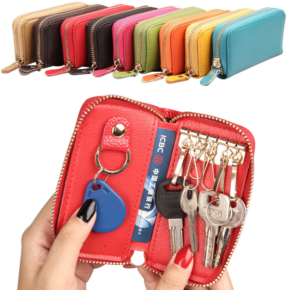 Mode Pu Lederen Sleutel Portemonnee Kaarthouder Business Organizer Huishoudster Case Sleutelhanger Portemonnees Mannen Vrouwen Pocket Autosleutels Bag