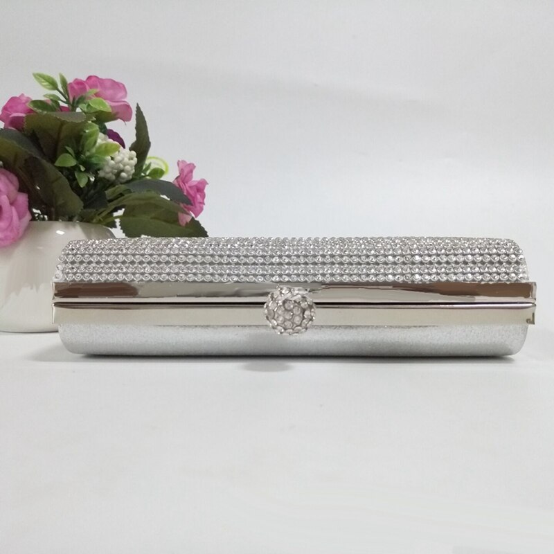 Silver Diamante Diamond Crystal Evening bag Clutch Purse Party Prom Wedding