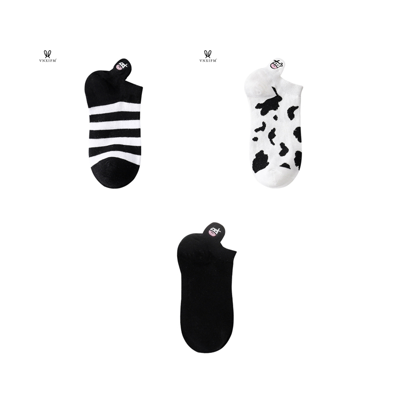 Calcetines de algodón con estampado de vaca para mujer, medias finas de estilo skateboard, temporada Primavera Verano: 2