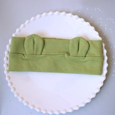 Neugeborene Stirnband Baumwolle Solide Für Mädchen bär Ohr Haarbänder Turban Knoten Stirnband Kinder Accessoire: green