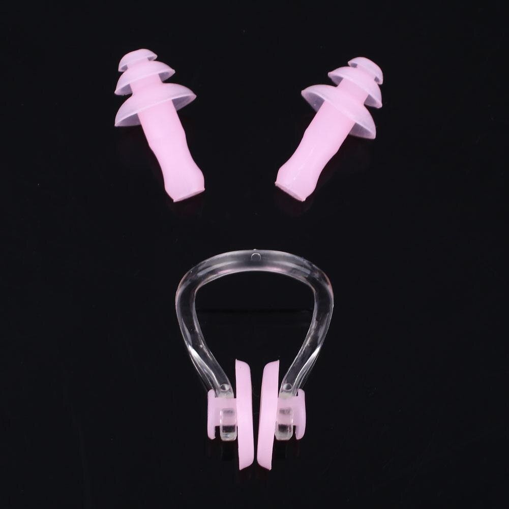 Siliconen Zwemmen Oordopjes Waterdicht Oordopje Neusklem Set Anti-Water Sport Duiken: Pink