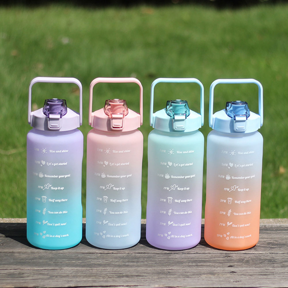 Butelka wody 2L o dużej pojemności zdatność trening plastikowy kubek odkryty kemping butelka robić picia wody gradient sportowy kubek na wodę