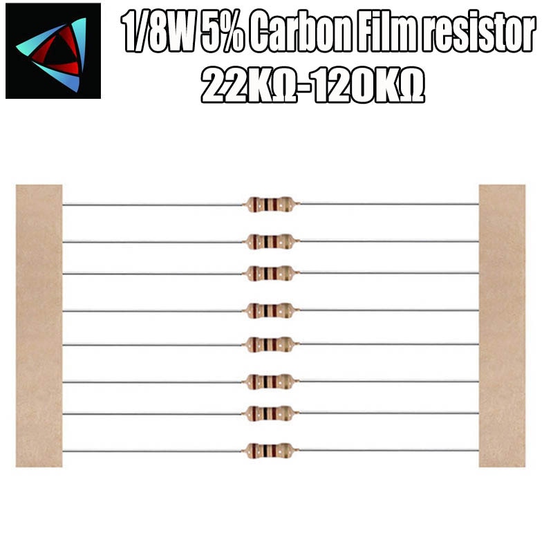 100Pcs 1/8W 0.125W 5% Carbon Film Resistor 22K 24K 27K 30K 33K 36K 39K 43K 47K 51K 56K 62K 68K 75K 82K 91K 100K 120K ohm