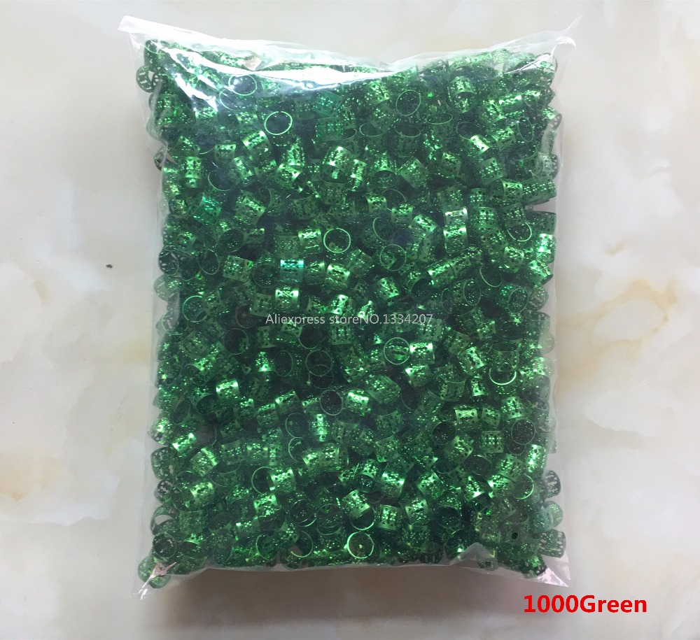 200pcs-1000pcs hair dread Braids dreadlock Beads adjustable cuffs clips Micro Rings for girls women men Accessories: 1000pcs Green