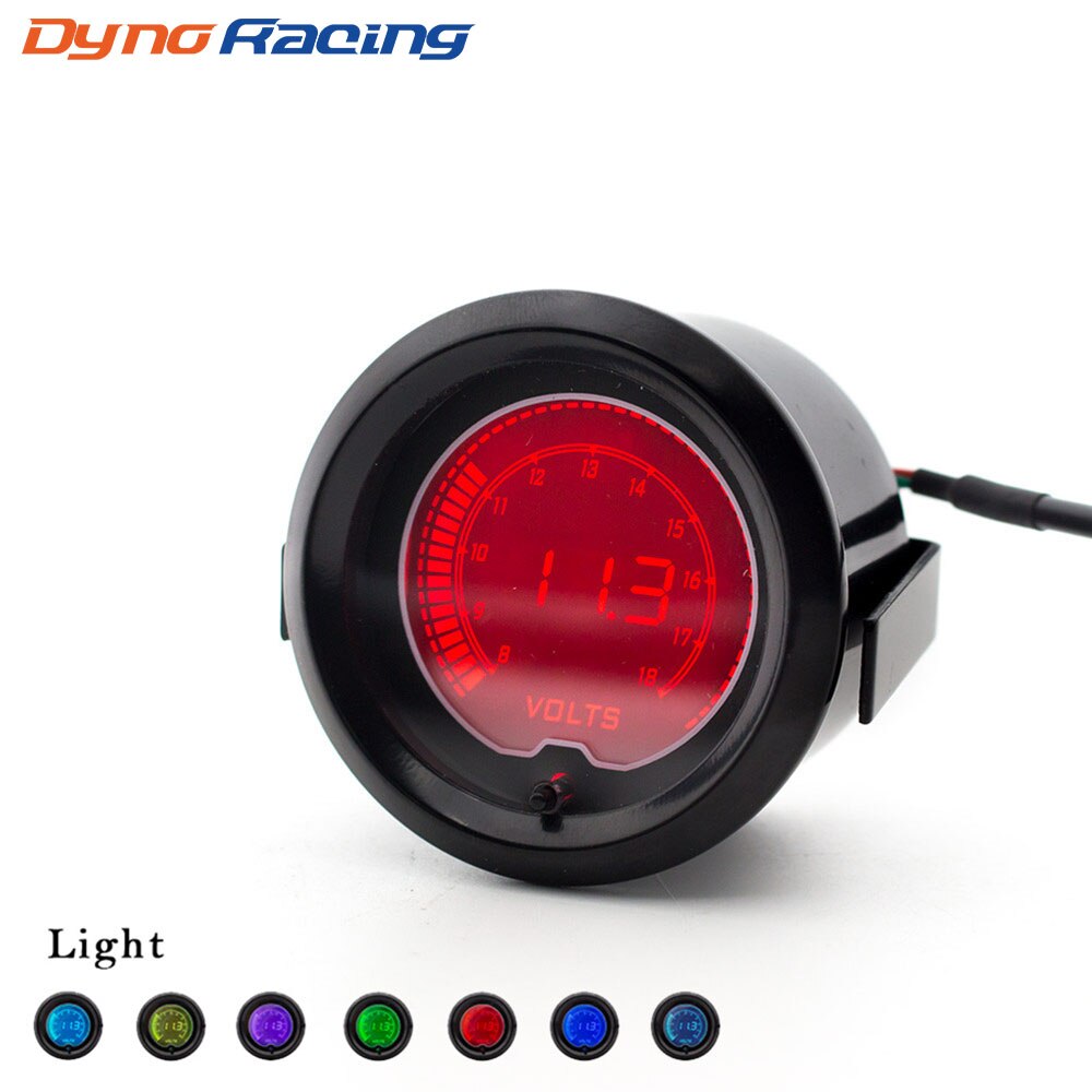 Brand 2&quot; 52mm EVO 7 Colors LCD Voltmeter Voltage gauge 8 -18V Volt Meter Car meter YC100114