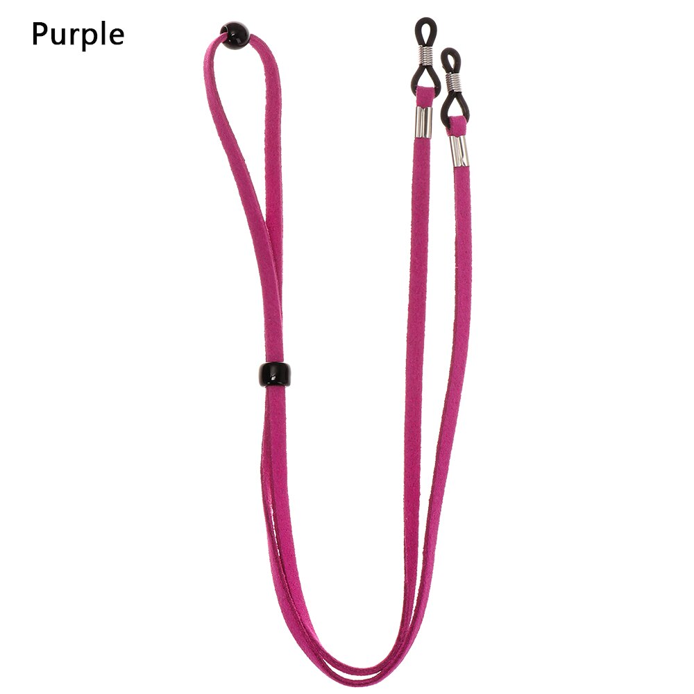 Correa de cuero de alta elasticidad para gafas de sol, collar de cadena para gafas, gafas de lectura soporte para, correa para el cuello: B-purple