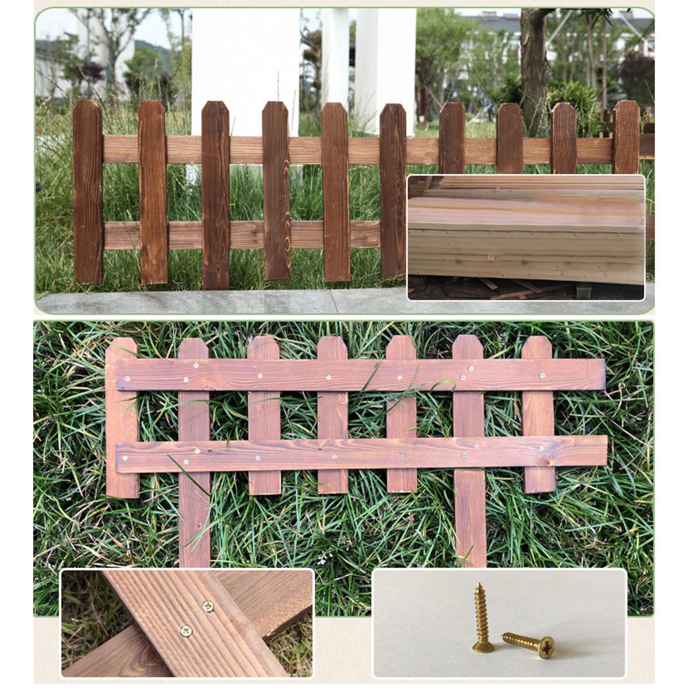 6pcs Courtyard Lawn Fence Garden Fence Wooden Fence Outdoors Edging Fencing Garden Decoration 63*35cm