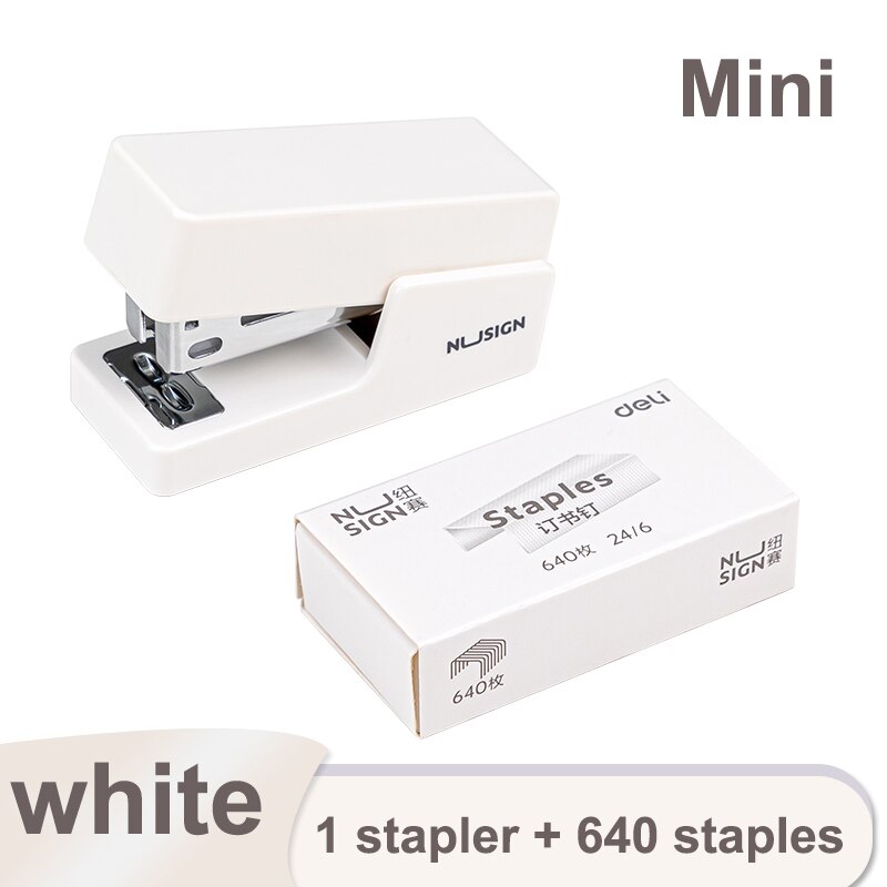 Deli – agrafeuse Portable multifonction pour enfants, petite agrafeuse à usage étudiant, pour la maison ou le bureau: 1 white and staples