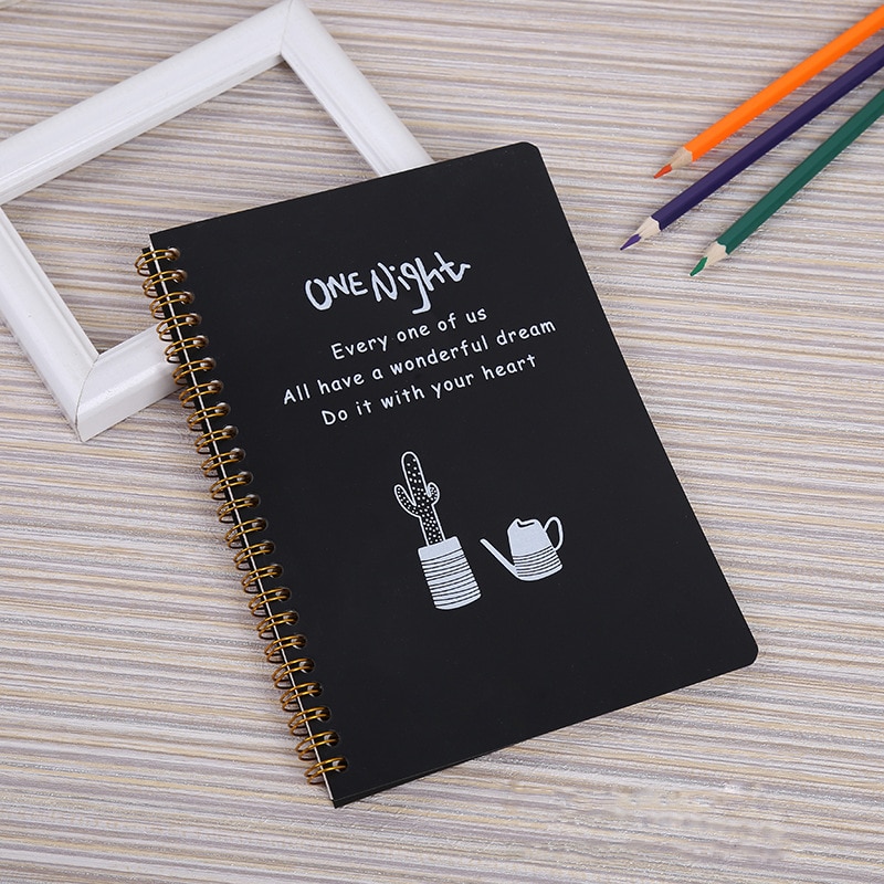 Spiral notebook Lined pages Diary plastic hard cover 80 sheets Notepad Size A5&A6 Notebook for school writing, journaling