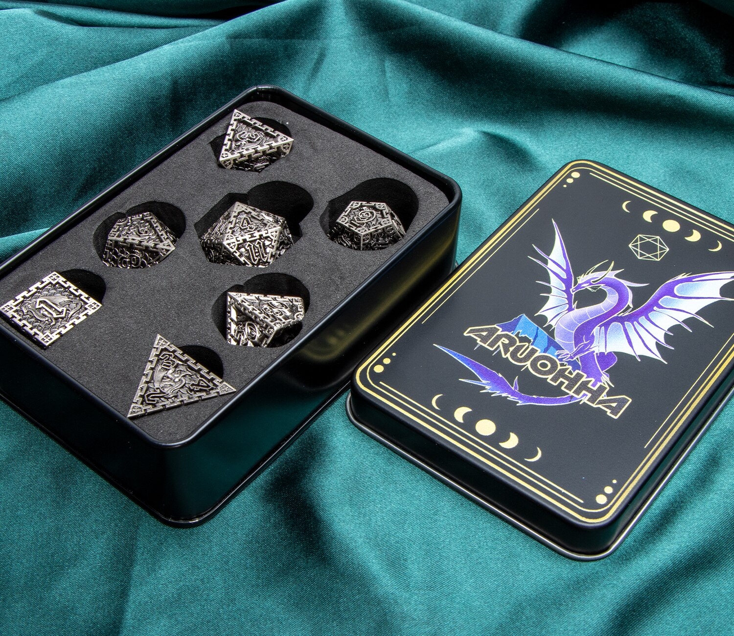 Set di dadi DND in metallo Set di dadi poliedrici per prigione e drago gioco di ruolo Set di dadi D &amp; D RPG D e D D20 D12 D10 D8 D6 D4 D %