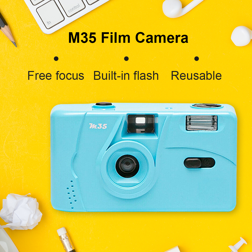 Vintage M35 35mm Manual Film Camera with Flash Function Reusable Non-Disposable Retro Film Machine Reusable Film Camera