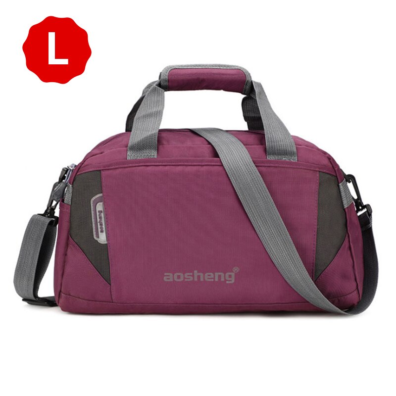 Scione Travel Luggage Handbags Women Sport Duffel Shoulder Bags Men Simple Casual Fitness Outdoor Crossbody Bag: Purple L