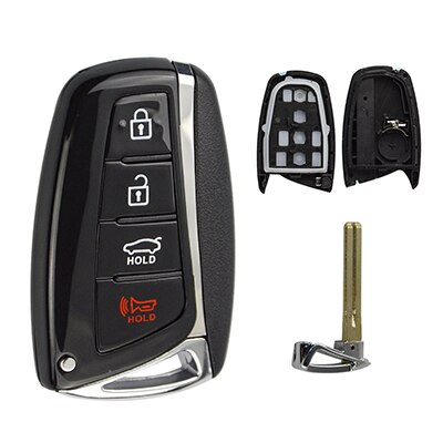 OkeyTech Replacement Auto Key Shell 4 Buttons Fit for Hyundai Genesis Santa Fe Equus Azera Remote Control Parts: 4B With Mid Slot