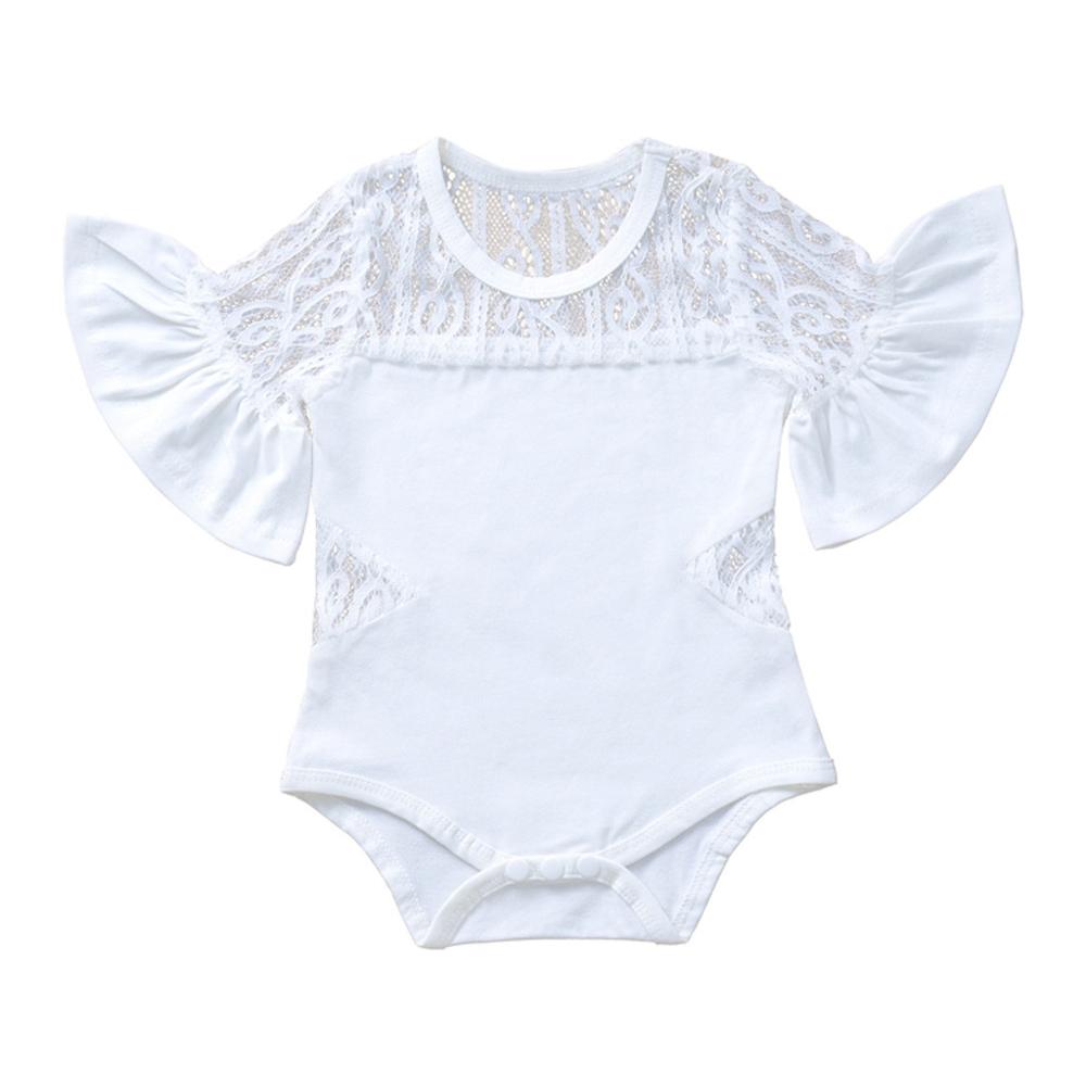 боди для малышей Flared sleeves Lace Hollow O-Neck Summer Baby Girls Clothes Infant Jumpsuit roupa infantil menina 30H